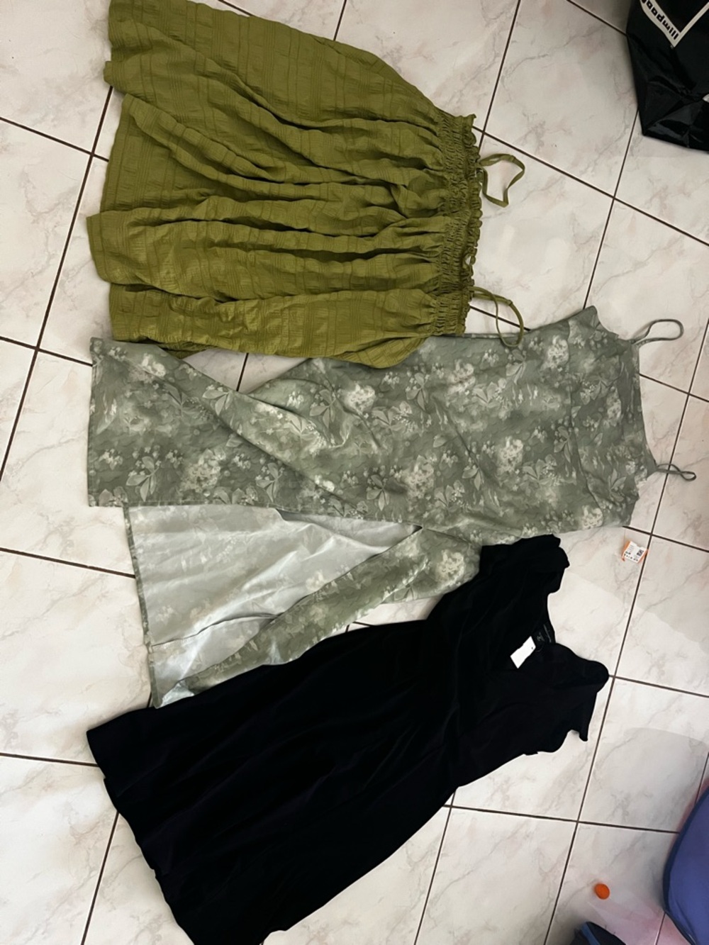 3-Piece Dress & Skirt Bundle - Olive Green, Sage Floral, Black Velvet